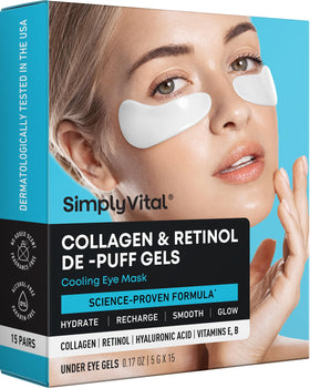 SimplyVital front packaging showing 15 pairs and cooling hydrogel benefits