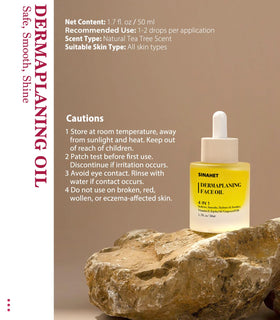 SINAHET oil applied while dermaplaning demonstrating smoother glide and comfort