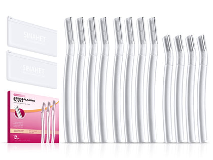 SINAHET front packaging showing 12 dermaplaning blades for consistent exfoliation