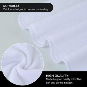 Hand holding SINLAND 12x12 cloth demonstrating convenient size and portability