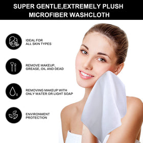 Person using SINLAND cloth with water to remove makeup, gentle and effective cleansing