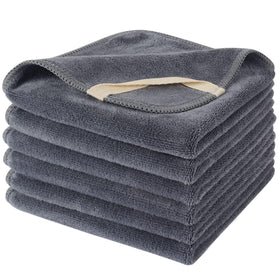 SINLAND front view of 6-pack grey washcloths showing neat packaging and value