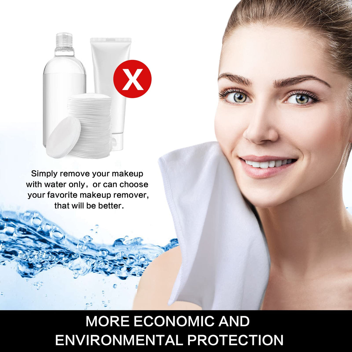SINLAND cloth on vanity near skincare bottles illustrating routine-friendly design