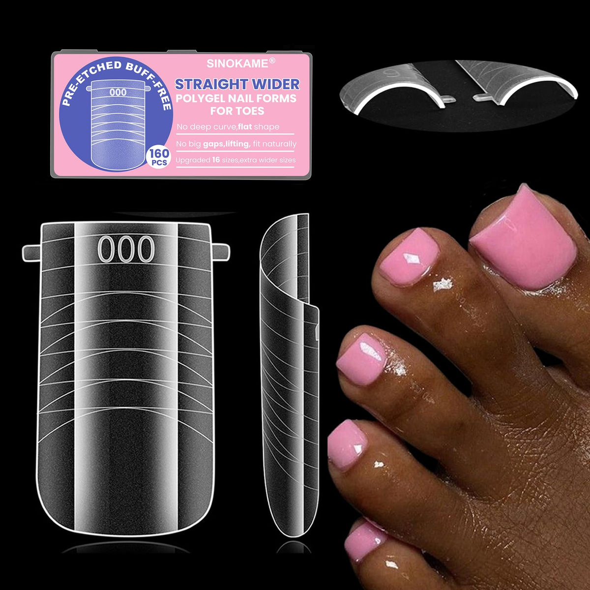 SINOKAME front package showing 160-piece dual forms and clear labeling benefit