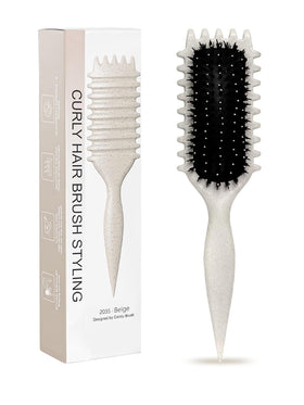 Sintario beige brush front view showing compact curl tool and neutral finish for easy styling