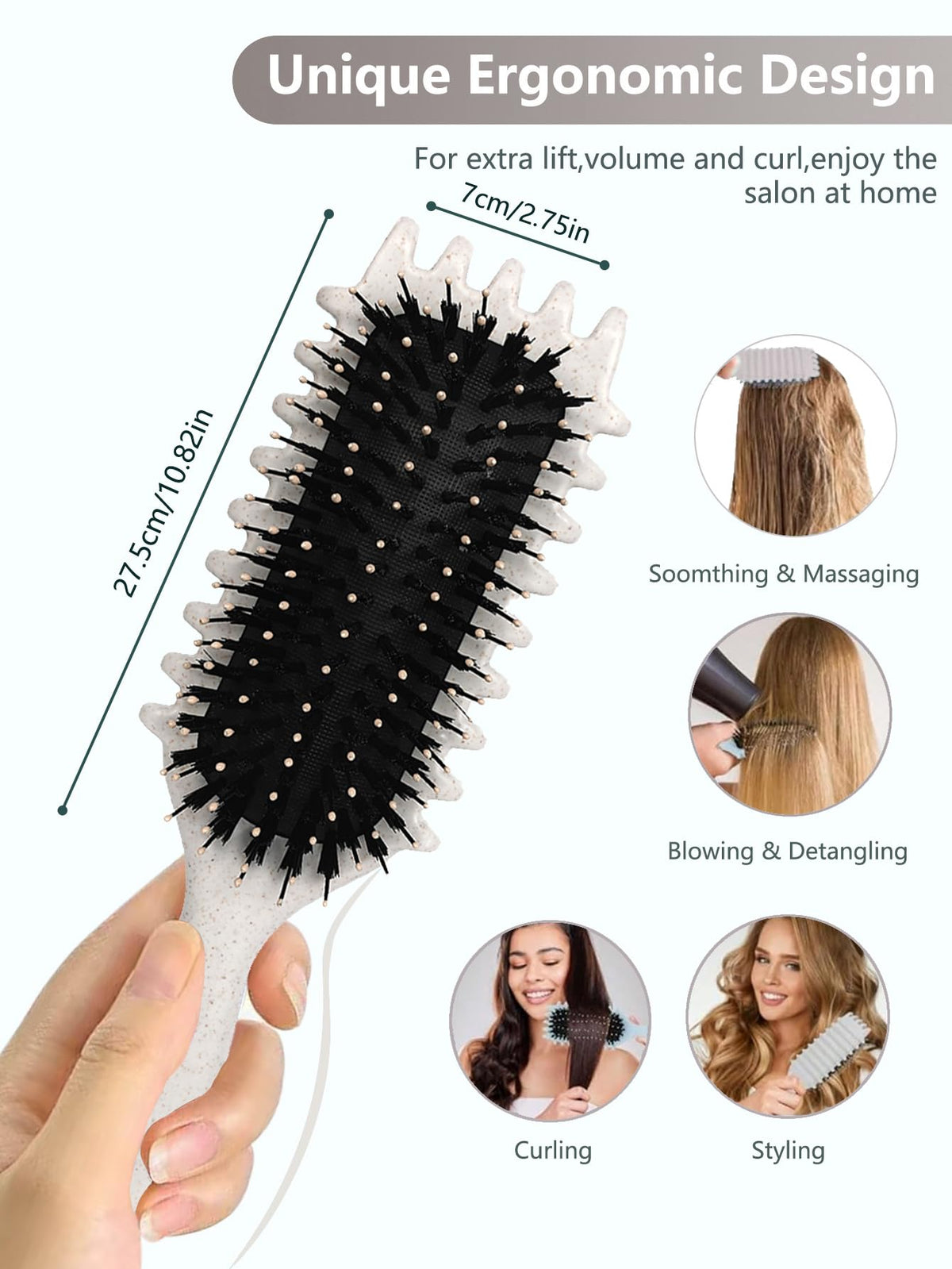 Sintario brush size comparison next to hand showing portable scale and easy control