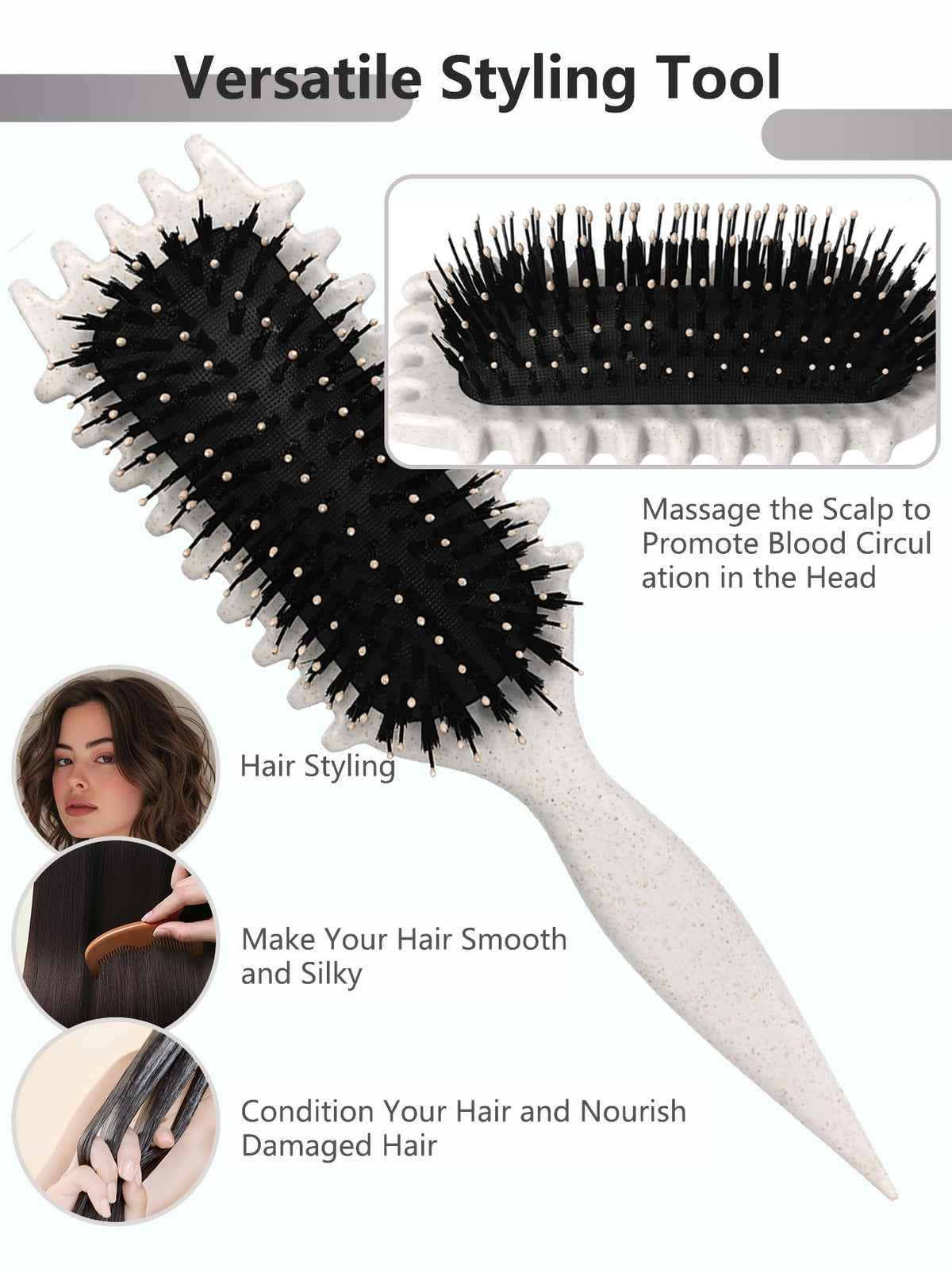 Sintario brush detangling wet hair demonstrating gentle glide and improved curl formation