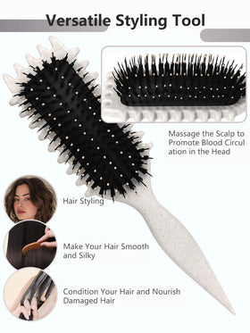 Sintario brush detangling wet hair demonstrating gentle glide and improved curl formation