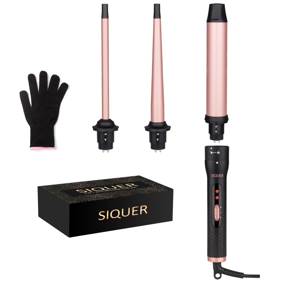 SIQUER front view of full kit showing wand and box, displays portability and organization