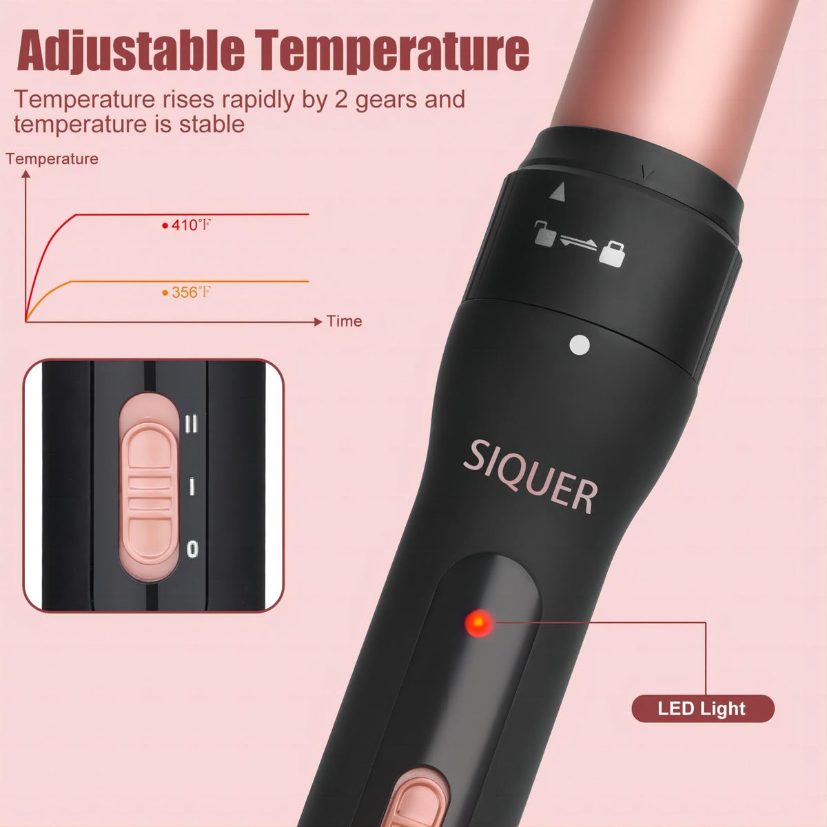 SIQUER wand curling long hair producing beach waves for salon-quality results