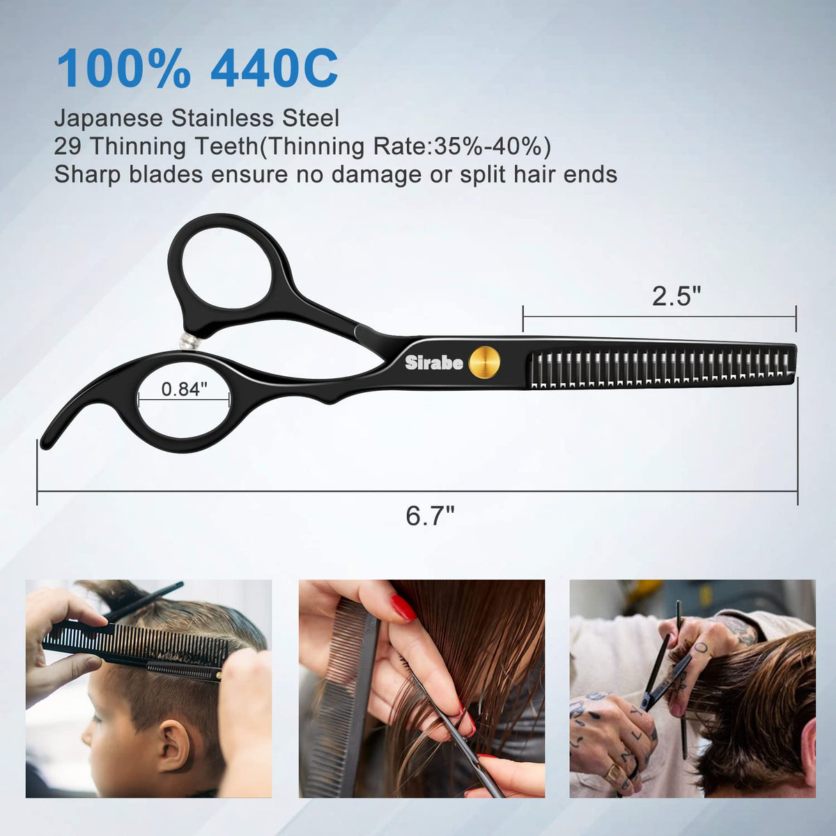 Sirabe thinning shears detail showing teeth for natural blending and texture