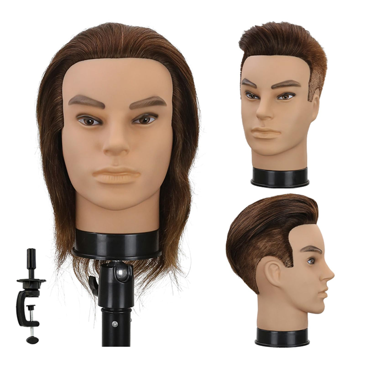 sirydtm front view mannequin head showing realistic hair for practicing