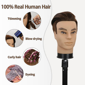 sirydtm mannequin next to comb and clippers showing size and scale