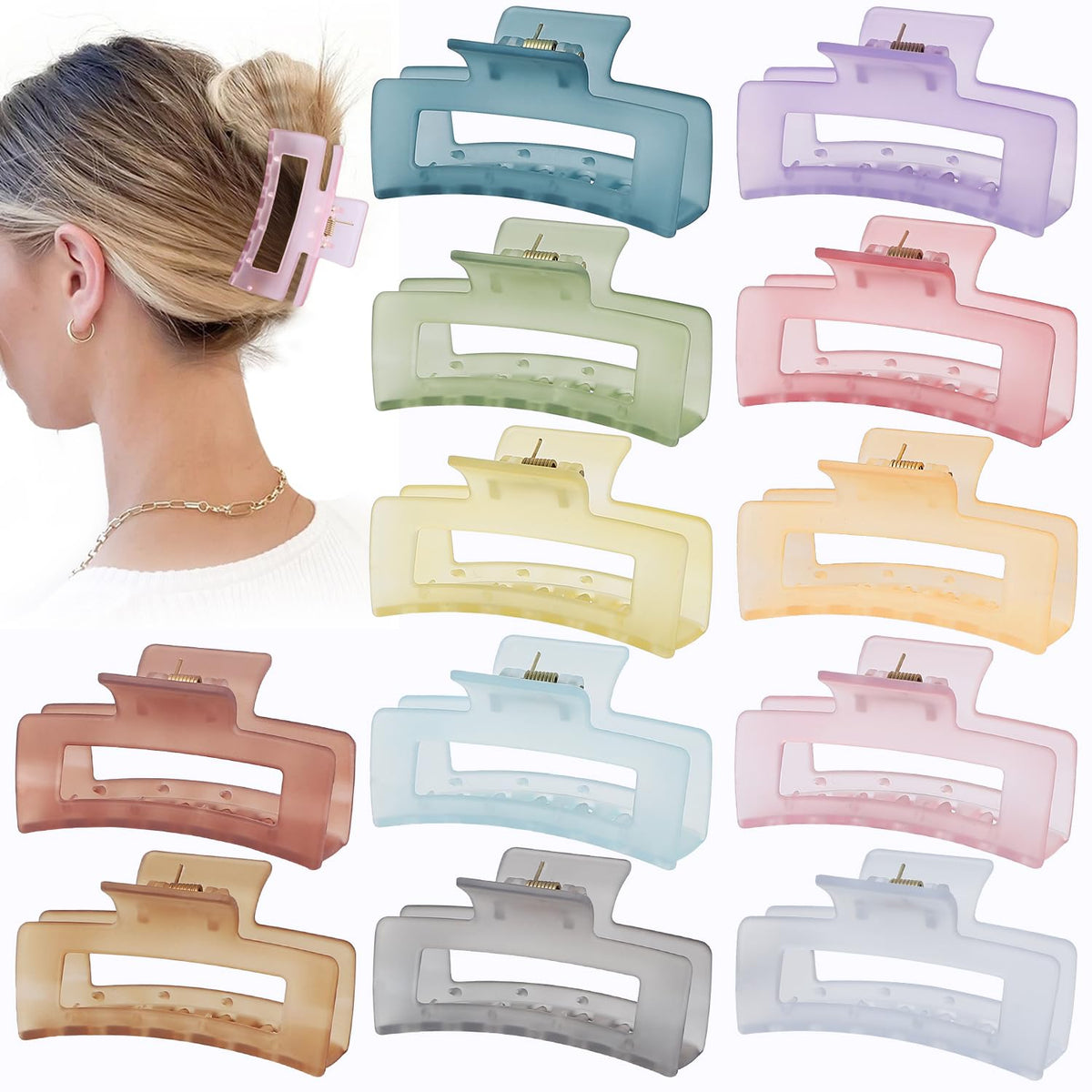 Sisiaipu front view of 12-piece ice cream color clip set showing variety and value