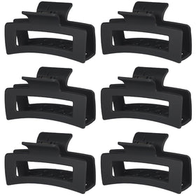 Sisiaipu front view of six black rectangular claw clips showing neat pack and modern look