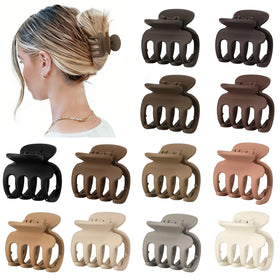 Sisiaipu front view of brown 12-piece clip set showing variety and compactness