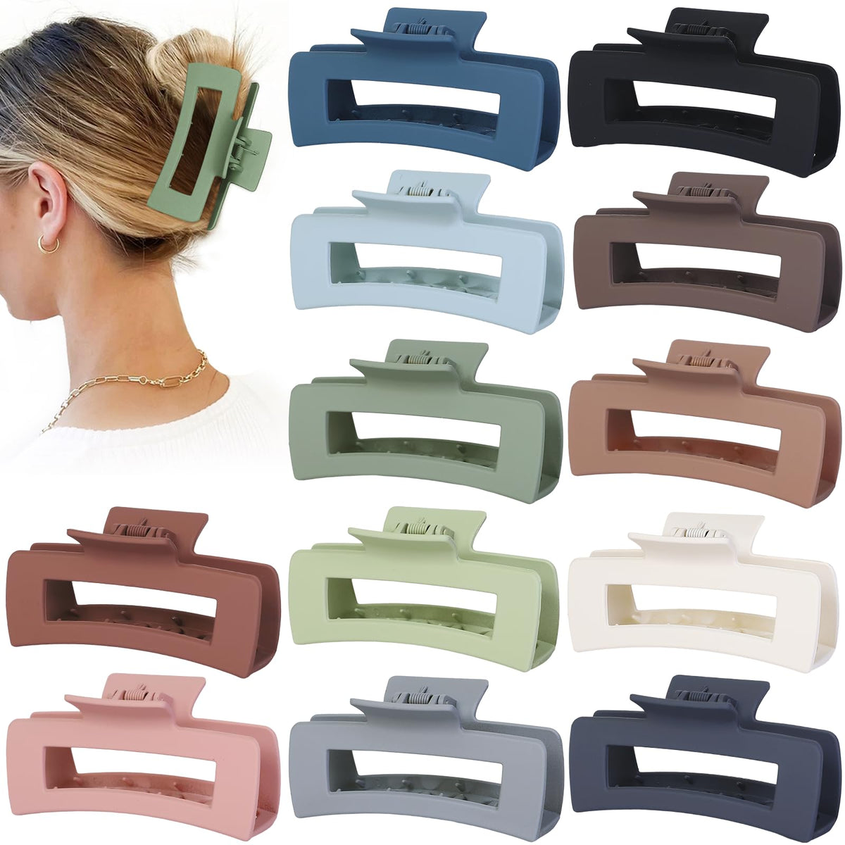Sisiaipu front view of 12-pack multicolor clips showing variety and value