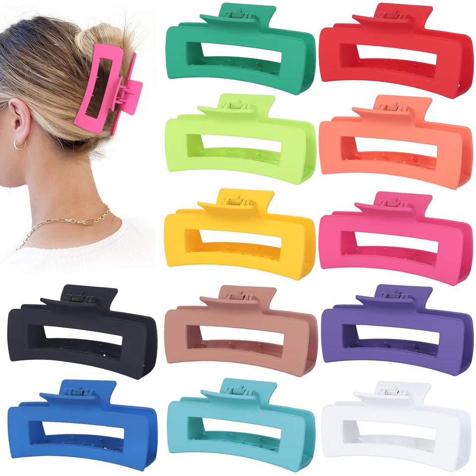 Sisiaipu front view of 12-pack jumbo claw clips showing variety and convenience