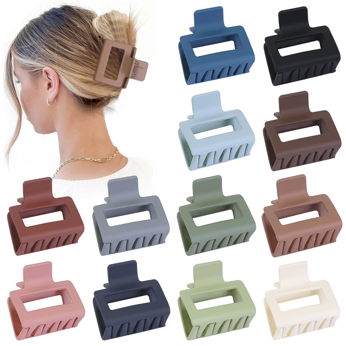 Sisiaipu front packaging showing 12 matte multicolor clips for outfit-matching