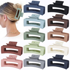 Sisiaipu front view of 12-piece multicolor clip set showing selection and design benefit