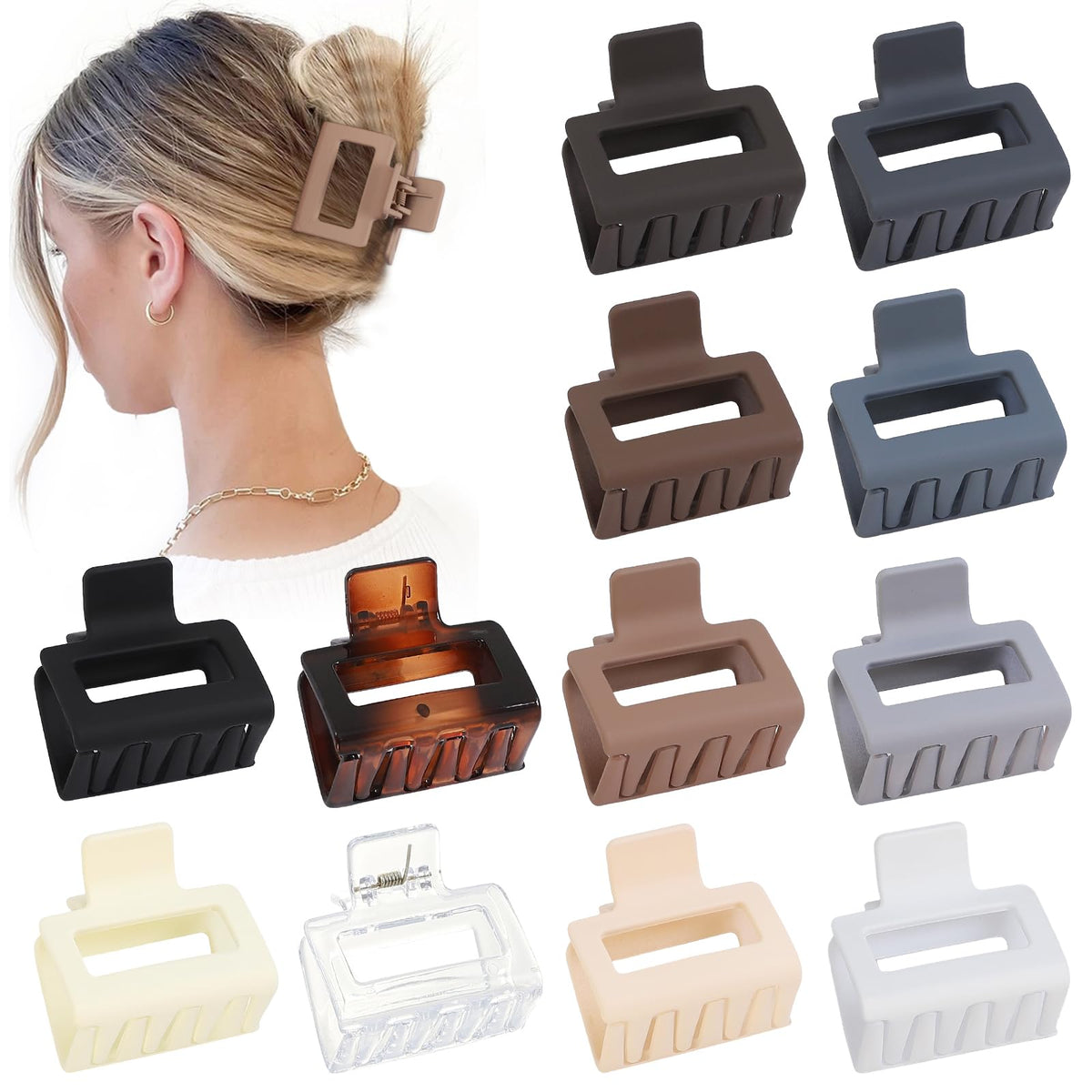 sisiaipu front packaging showing 12-piece matte clip set and organization benefit