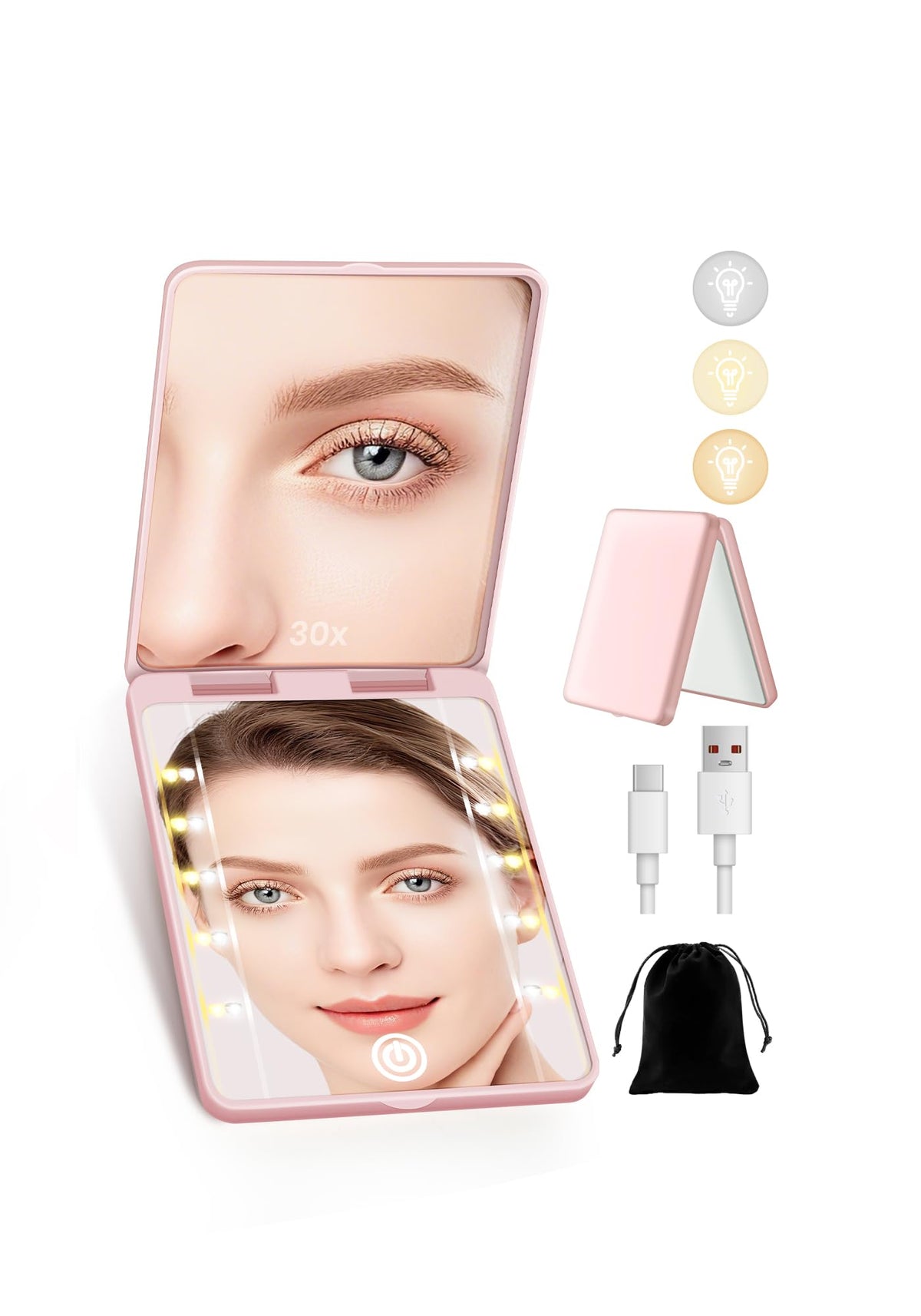 SisKokoro front view compact mirror showing dual-sided functionality and portability