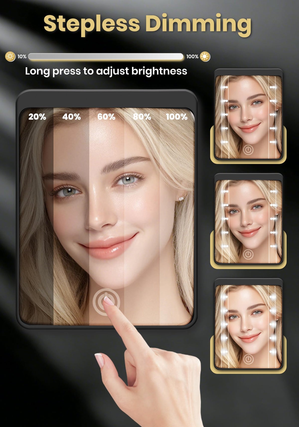 SisKokoro LED lights displaying warm cool and natural tones for accurate makeup