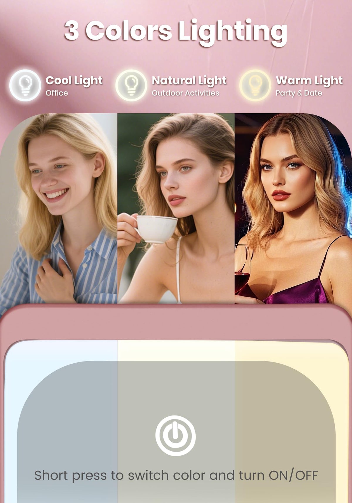 SisKokoro LED ring close-up, adjustable lighting for clearer makeup