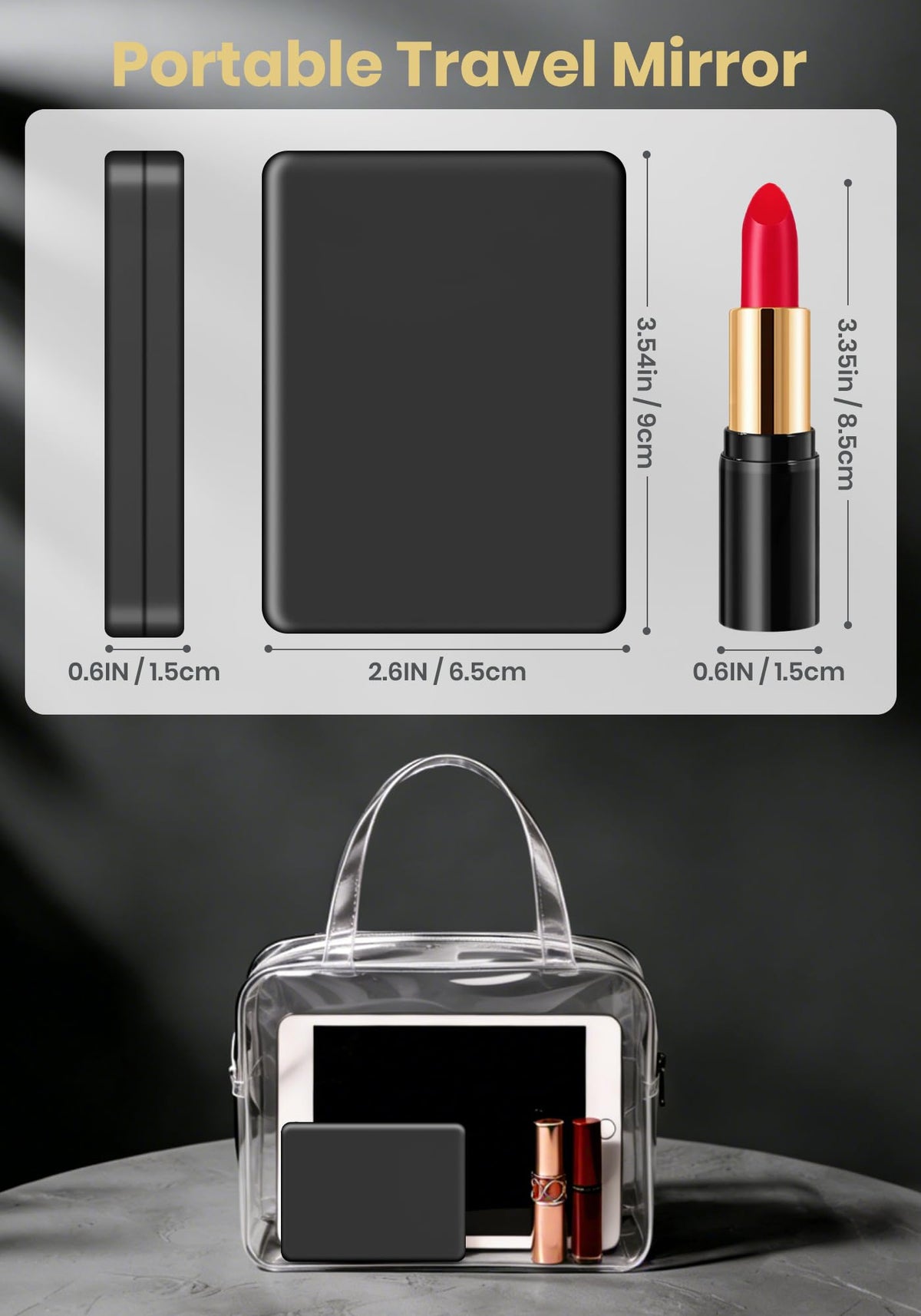 SisKokoro mirror tucked in a travel purse illustrating on-the-go readiness