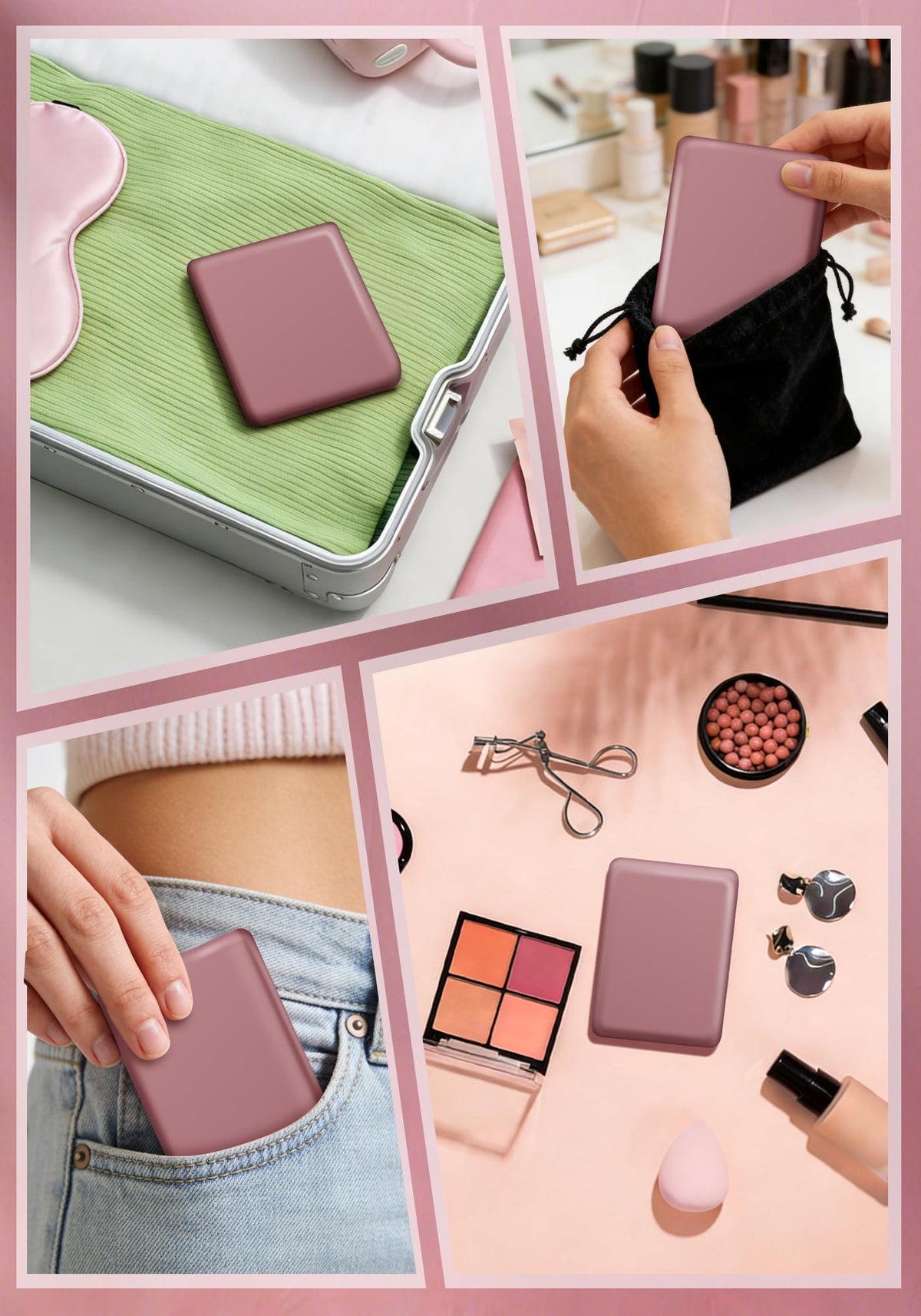 SisKokoro soft velvet pouch texture, protects mirror during travel