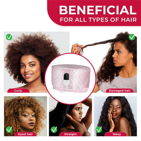 SISWOW steamer cap used with hair mask promoting deeper conditioning benefit