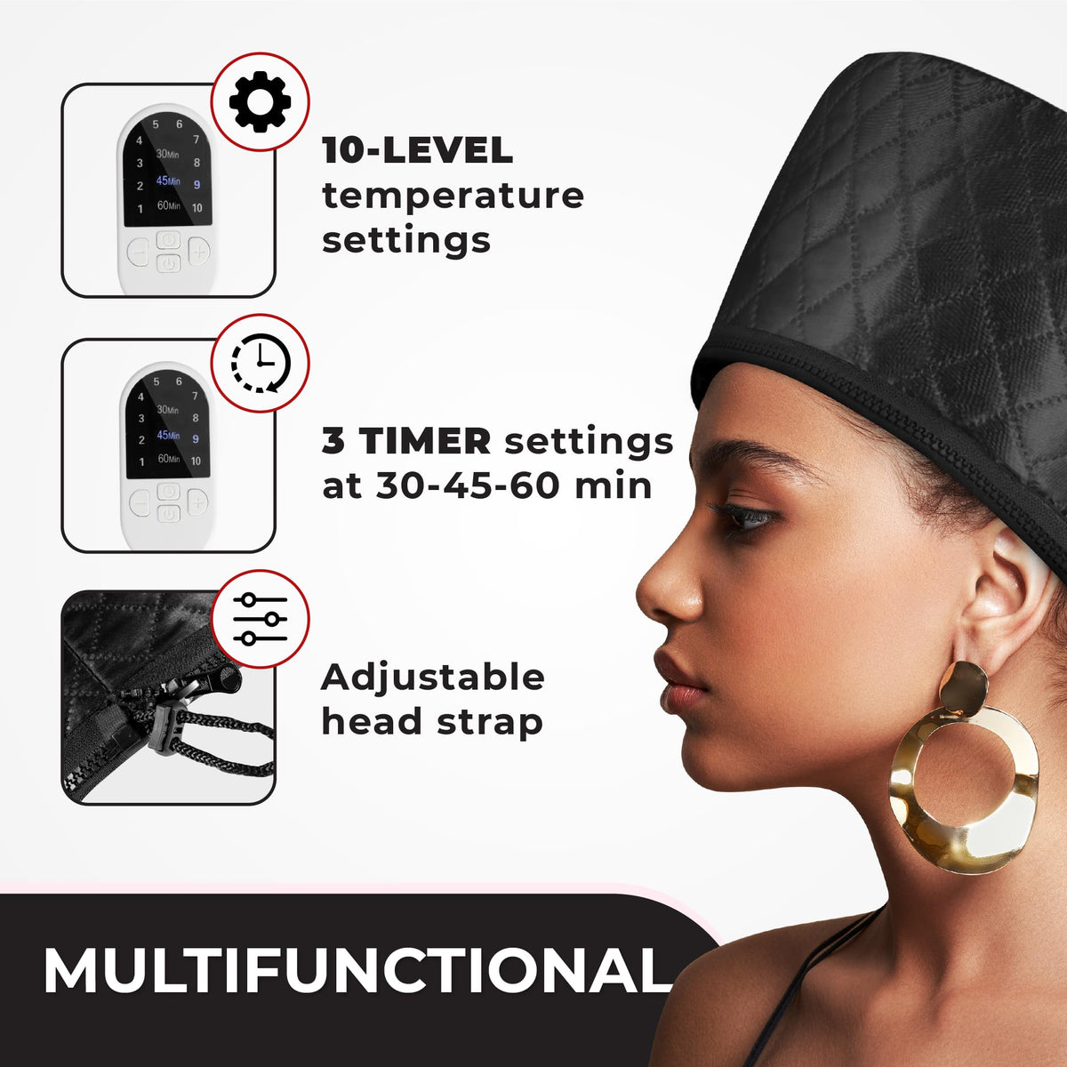 SISWOW heat cap beside a ruler showing compact, travel-friendly size