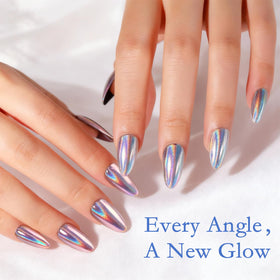 SIUSIO swatch of aurora pigment on nail showing color-shift benefit