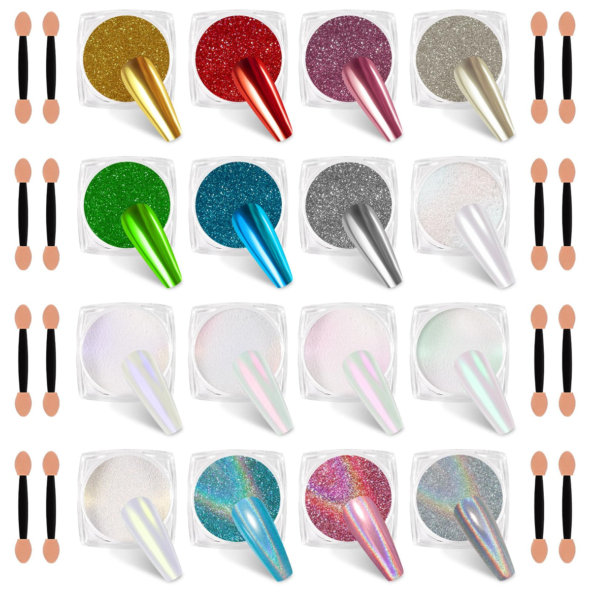 SIUSIO front packaging showing the 16-jar aurora phantom kit for versatile nail looks