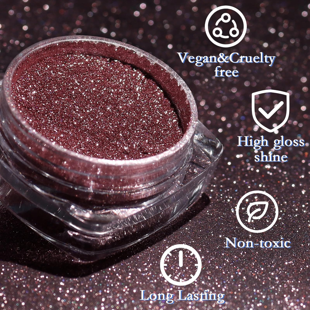 SIUSIO close-up of mirror chrome powder texture for ultra-smooth metallic finish