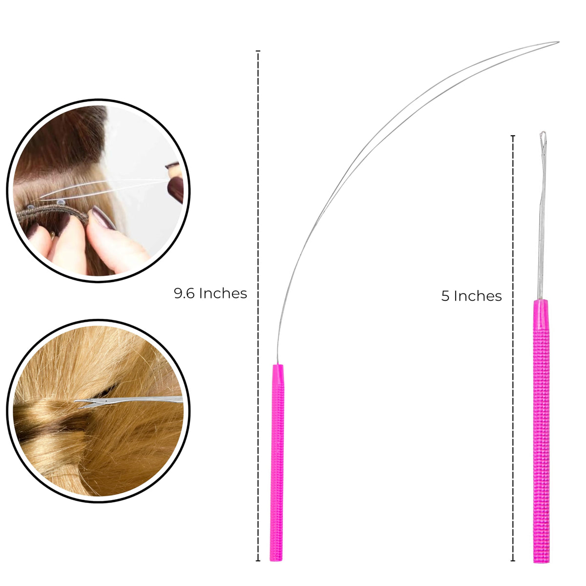 SIVOTE loop threader and textured pulling hook detailed view for easier hair threading