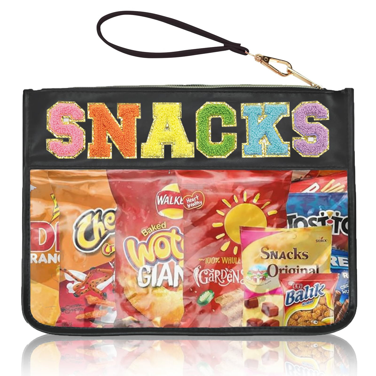 Siwara front view clear pouch shows roomy transparent storage