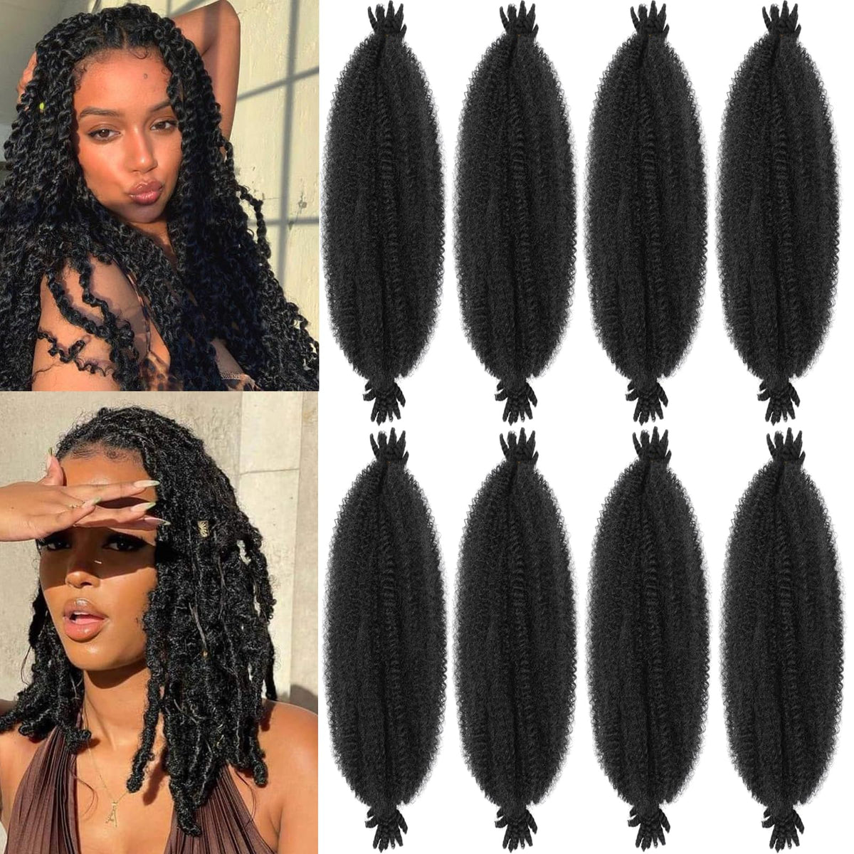 Sixi Beauty front packaging showing 18-inch marley twist hair, easy selection benefit