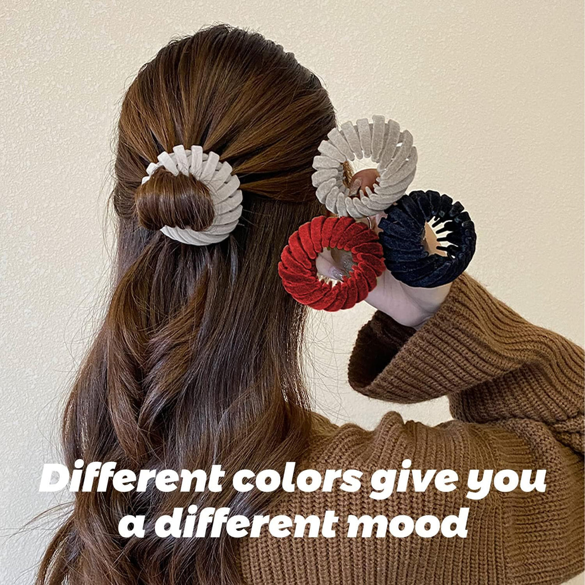 Sizobi clip securing a top knot hairstyle for fast, damage-free styling on the go
