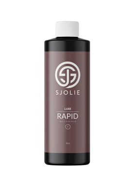 SJOLIE SUNLESS front packaging shows Luxe 8oz bottle and quick-dry benefit