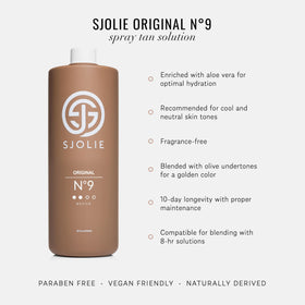 SJOLIE SUNLESS fine spray mist close-up demonstrating even application benefit