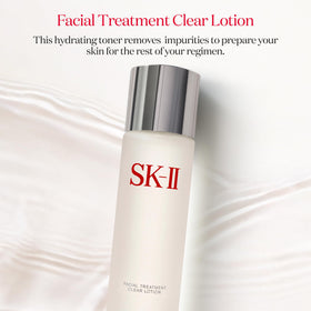 SK-II clear lotion pouring texture closeup reveals lightweight hydrating finish