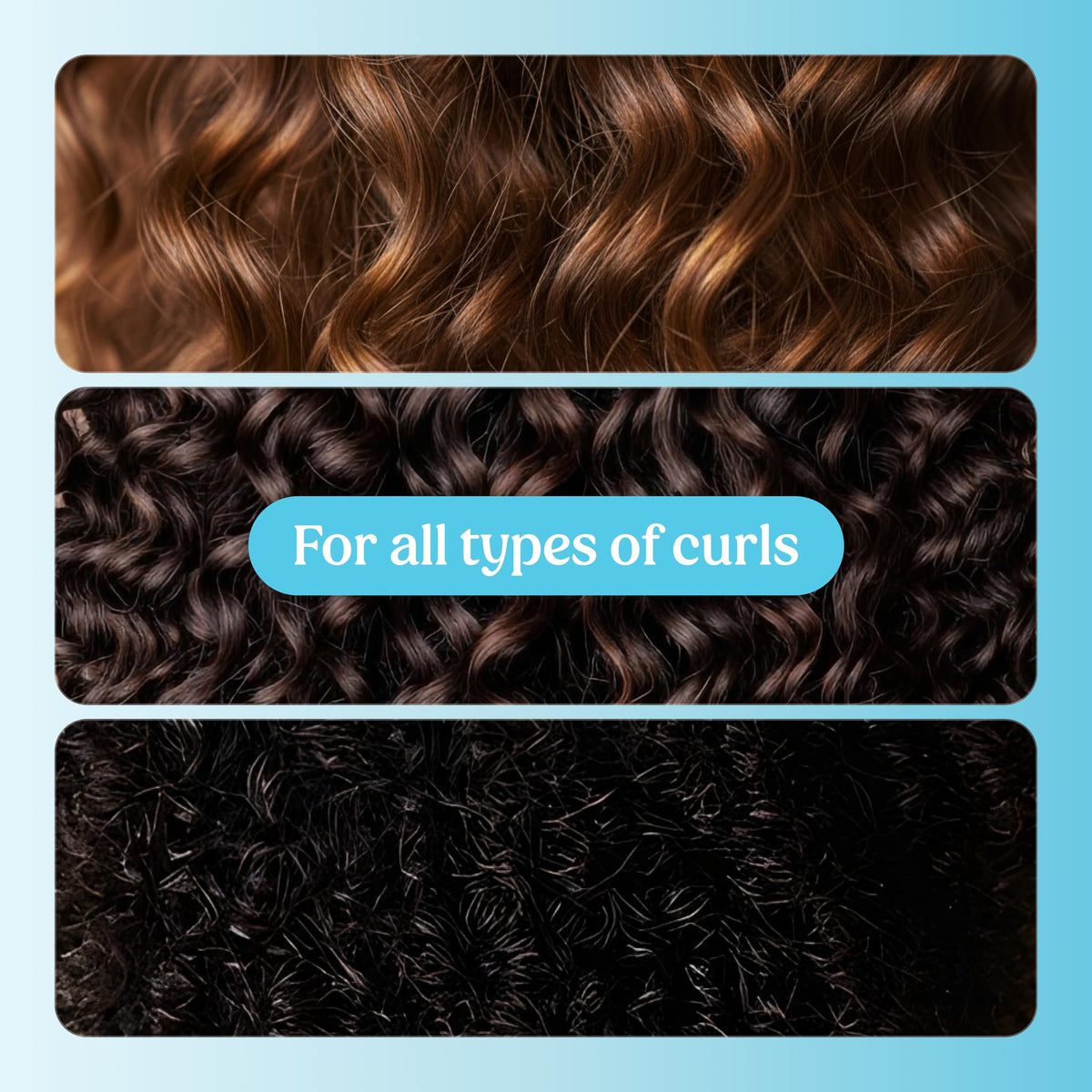 SKALA application on damp curly hair demonstrating definition
