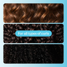 SKALA application on damp curly hair demonstrating definition