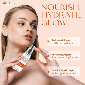 Skin 2.0 before and after composite illustrating brighter, more even skin tone