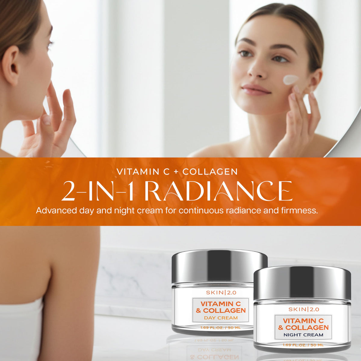 Skin 2.0 day cream texture closeup showing lightweight gel-creme for smooth application