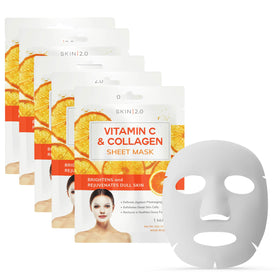 Skin 2.0 front packaging showing five individual masks and benefits