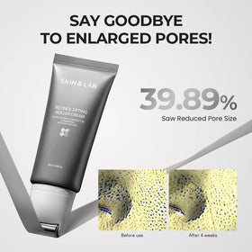 SKIN & LAB roller applying cream to neck demonstrating targeted lift