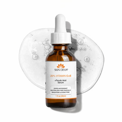 SKIN DEVA front packaging showing bottle and branding and clear product benefits