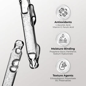 SKIN DEVA serum on hand for scale showing single-drop coverage and efficiency